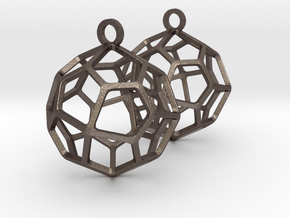 Pentagonal Icositetrahedron Earrings in Polished Bronzed-Silver Steel