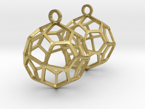 Pentagonal Icositetrahedron Earrings in Natural Brass