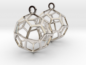 Pentagonal Icositetrahedron Earrings in Rhodium Plated Brass
