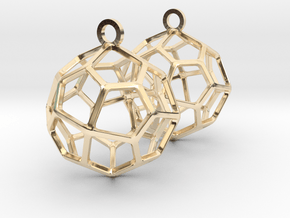 Pentagonal Icositetrahedron Earrings in 14k Gold Plated Brass