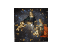 Leonardo da Vinci Space Wall Clock in Natural Full Color Sandstone
