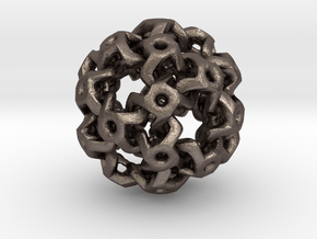 Nested Rhombic Triacontahedron  in Polished Bronzed-Silver Steel