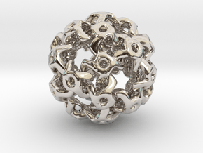 Nested Rhombic Triacontahedron  in Rhodium Plated Brass