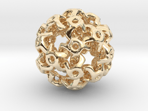 Nested Rhombic Triacontahedron  in 14k Gold Plated Brass