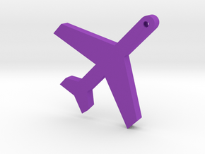 Airplane Silhouette Keychain in Purple Processed Versatile Plastic