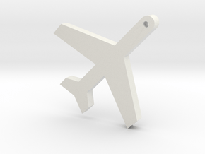 Airplane Silhouette Keychain in White Premium Versatile Plastic