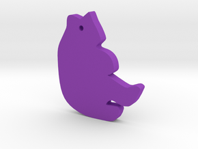 Bear Silhouette Keychain in Purple Processed Versatile Plastic