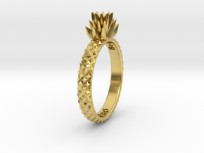 Ananas Ring in Polished Brass: 6 / 51.5