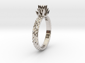 Ananas Ring in Rhodium Plated Brass: 6 / 51.5