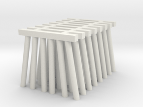 Short Piers for Trestle N (1:160) Six Piles 8x in White Natural Versatile Plastic