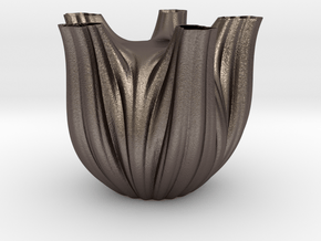 Vase 1752F in Polished Bronzed-Silver Steel