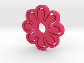 Flower Silhouette Keychain in Pink Processed Versatile Plastic