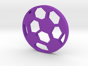 Soccer Ball Silhouette Keychain in Purple Processed Versatile Plastic
