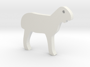 Lamb Silhouette Keychain in White Premium Versatile Plastic