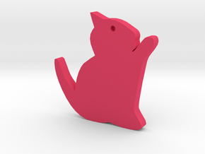 Kitten Silhouette Keychain in Pink Processed Versatile Plastic