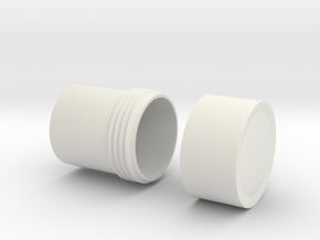 Little Container with 3/4" threading & cap in White Natural Versatile Plastic