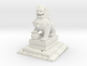 Guardian Lion Statue in White Natural Versatile Plastic