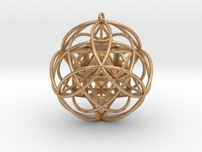 Stellated Vector Equilibrium 9 Ring Pendant  2.5"  in Natural Bronze