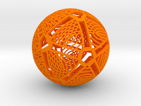 Icosahedron Projection on Sphere in Orange Processed Versatile Plastic