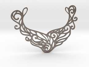 Butterfly pendant in Polished Bronzed-Silver Steel: Large