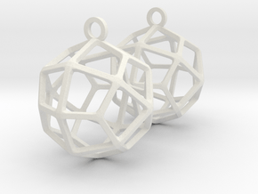 Deltoidal Icositetrahedron Earrings in White Natural Versatile Plastic