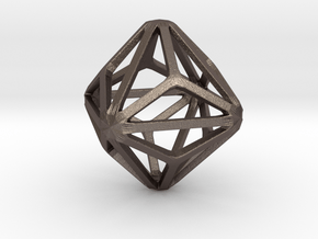 Triakis Octahedron in Polished Bronzed-Silver Steel: Small