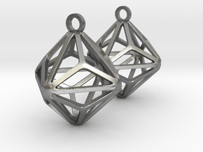Triakis Octahedron Earrings in Natural Silver