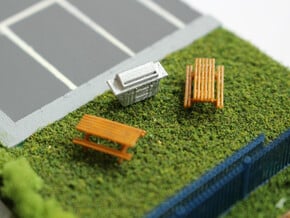N Scale 2x Picnic Bench+BBQ in Tan Fine Detail Plastic