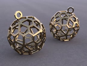 Pentagonal Hexecontahedron Earrings in Polished Bronze