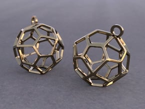 Pentagonal Icositetrahedron Earrings in Polished Bronze