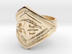 Cross signet Ring  in 14k Gold Plated Brass: 6 / 51.5