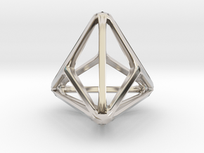 Triakis Tetrahedron in Rhodium Plated Brass: Small