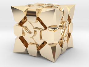 Fortress dice D6 in 14K Yellow Gold