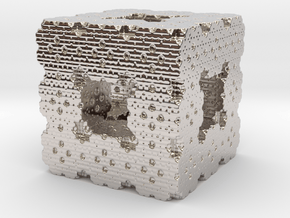 Menger Cube Fractal in Rhodium Plated Brass
