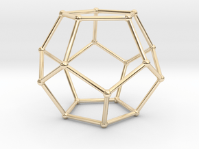 Thin Dodecahedron with spheres in 14K Yellow Gold
