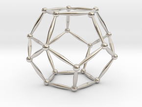 Dodecahedron with spheres in Rhodium Plated Brass