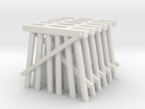 Trestle N (1:160) Six Piles Piers 6 Pack V.1 in White Natural Versatile Plastic