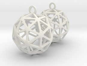 Pentakis Dodecahedron Earrings in White Natural Versatile Plastic