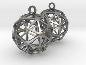 Pentakis Dodecahedron Earrings in Natural Silver