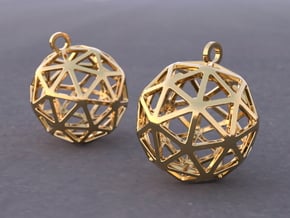 Pentakis Dodecahedron Earrings in Polished Brass