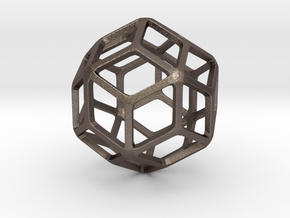 Rhombic Triacontahedron in Polished Bronzed-Silver Steel: Small