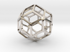 Rhombic Triacontahedron in Rhodium Plated Brass: Small