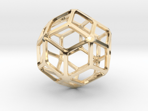 Rhombic Triacontahedron in 14k Gold Plated Brass: Small