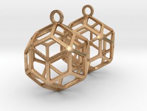 Rhombic Triacontahedron Earrings in Natural Bronze