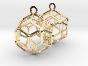 Rhombic Triacontahedron Earrings in 14k Gold Plated Brass
