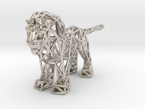 Lion (adult male) in Rhodium Plated Brass