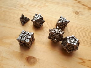 Fortress Dice Set with Decader  in Polished Bronzed Silver Steel