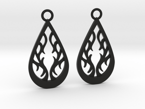 Fire earrings in Black Natural Versatile Plastic: Medium