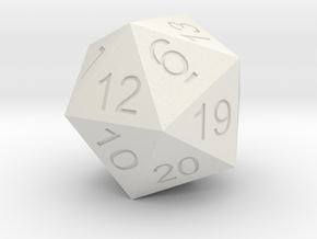 Giant 20 sided Dice Icosahedron in White Natural Versatile Plastic