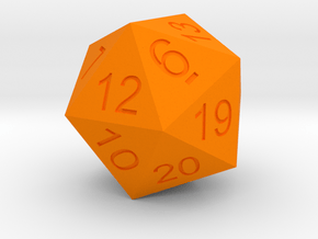 20 Sided Dice Normal size Icosahedron  in Orange Processed Versatile Plastic